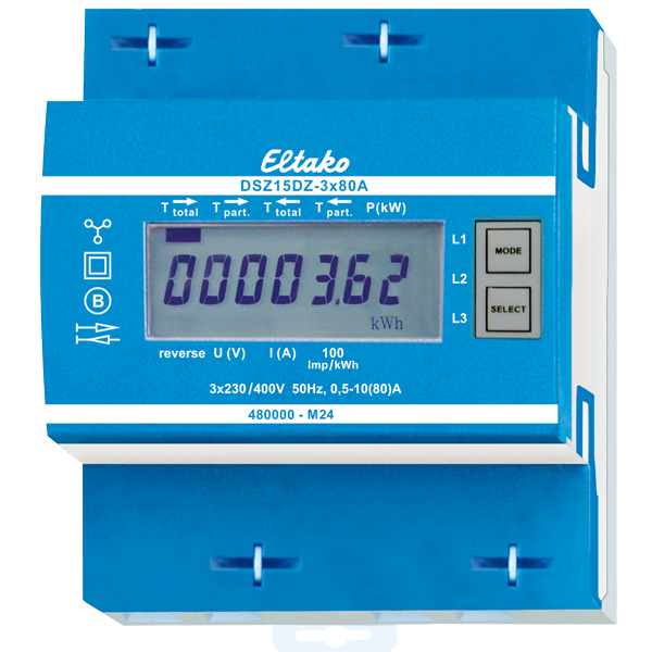 Eltako - Elektronische 3 F+(N) 2 richting energiemeter 3x80A MID - 28480315