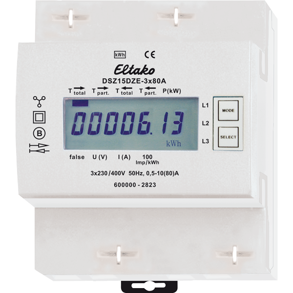 Eltako - Elektronische 3 F+(N) 2 richting energiemeter 3x80A geen MID - 28380215