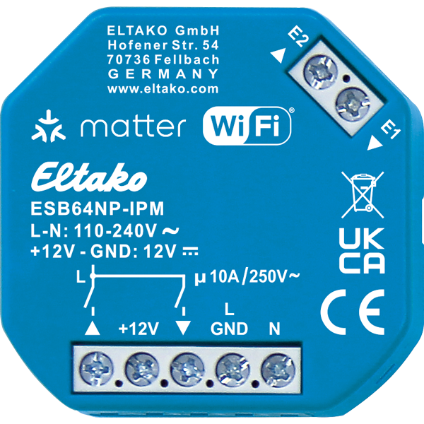 Eltako - Rolluik/screen actor IP via Wi Fi/Matter, 1+1NO 10A niet pot - 30064019