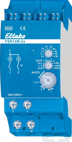 Eltako - Draadloze impulsschakelaar/relais RS485 2 kanalen 1+1NO 16A - 30014039