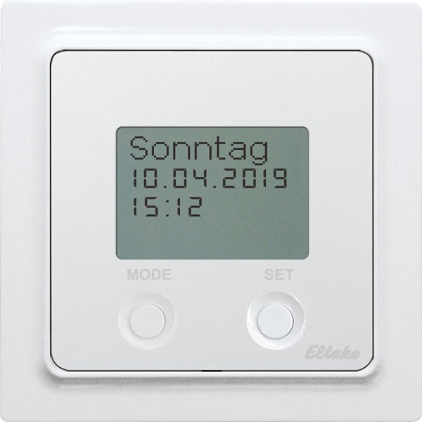 Eltako - Draadloze schakelklok+display astro+zonnewende E55 poolwit - 30055808