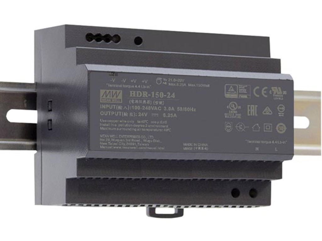 MEAN WELL - Industriële DIN rail voeding 24V DC 150W - HDR-150-24