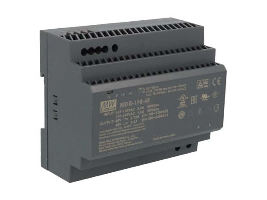 MEAN WELL - VOEDING 1 UITGANG 150 W DIN RAILMONTAGE 48 V - VELHDR15048