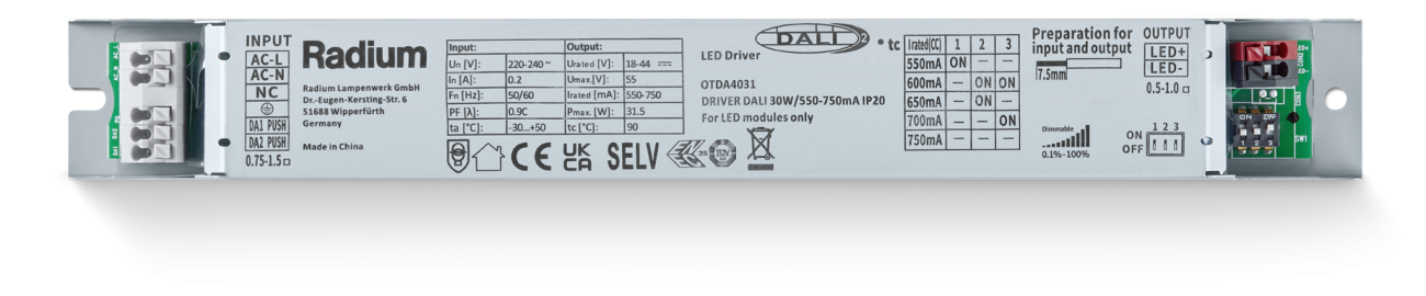Radium - DRIVER DALI 30W/550 750mA IP20 - RAOTDA4031