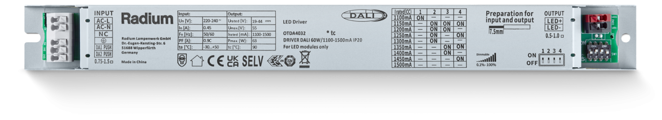 Radium - DRIVER DALI 60W/1100 1500mA IP20 - RAOTDA4032