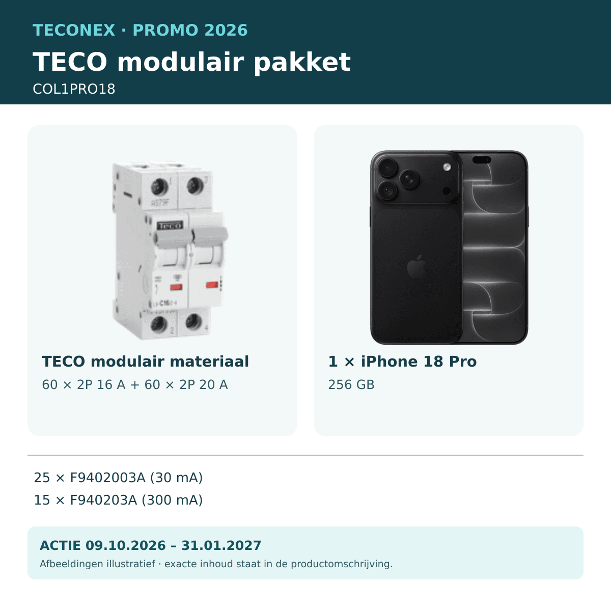 TECO - Promopakket iPhone 18 Pro 2P 40 A - COL1PRO18