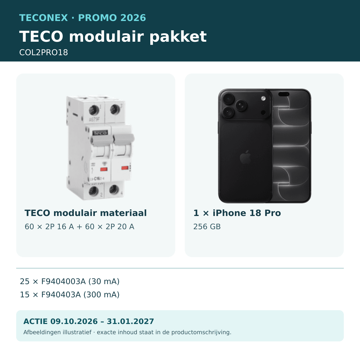TECO - Promopakket iPhone 18 Pro 4P 40 A - COL2PRO18