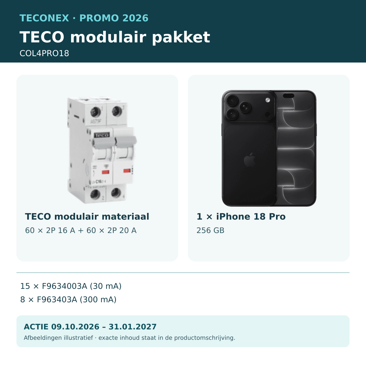TECO - Promopakket iPhone 18 Pro 4P 63 A - COL4PRO18