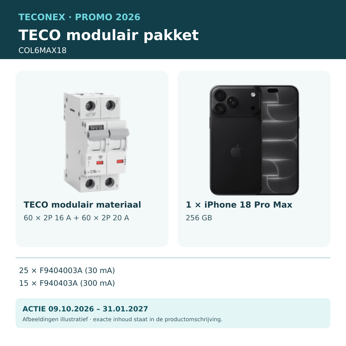 TECO - Promopakket iPhone 18 Pro Max 4P 40 A - COL6MAX18