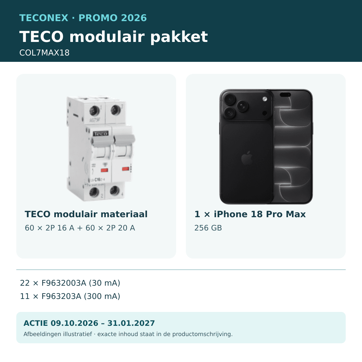 TECO - Promopakket iPhone 18 Pro Max 2P 63 A - COL7MAX18