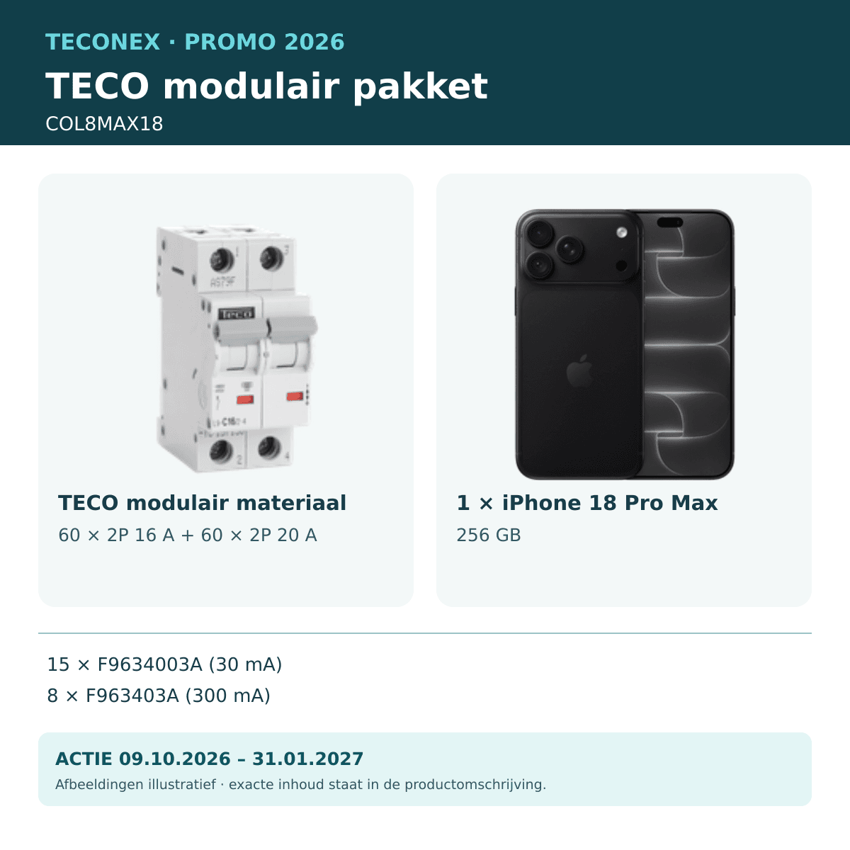TECO - Promopakket iPhone 18 Pro Max 4P 63 A - COL8MAX18