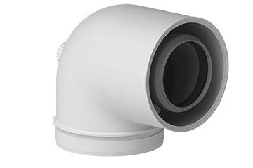 Itho Daalderop - Concentrische adapter bocht 60/100 met meetnippels PP - 04-00012