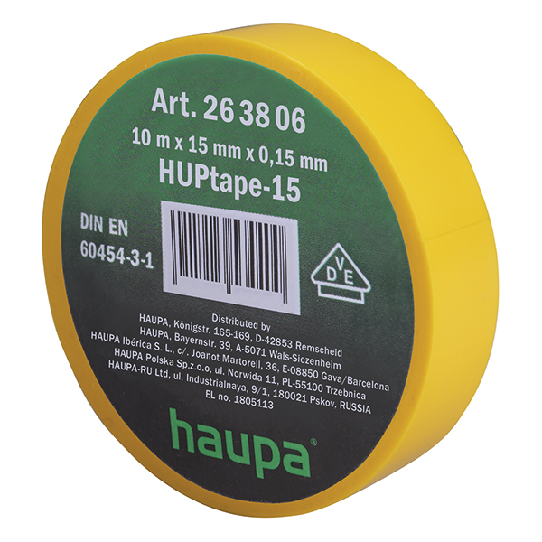 HAUPA - Elektro isolatietape 19 mm x 20 m geel - 263848