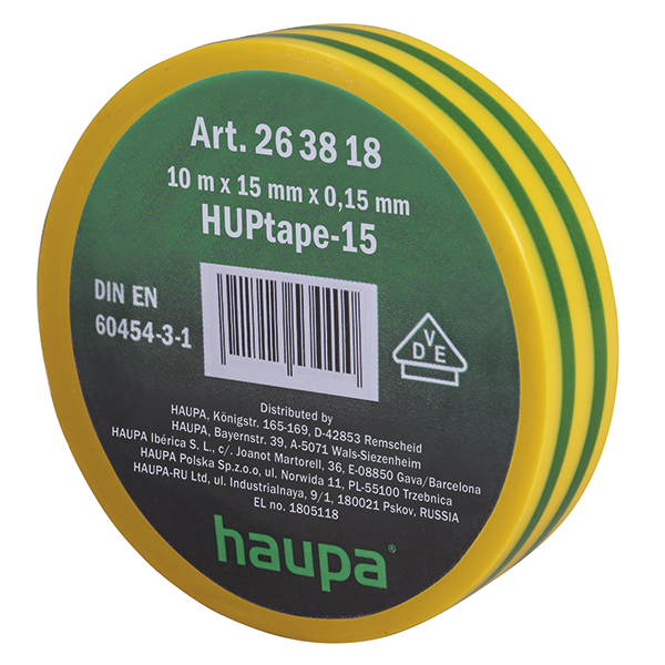 HAUPA - Elektro isolatietape 19 mm x 20 m groen/geel - 263860