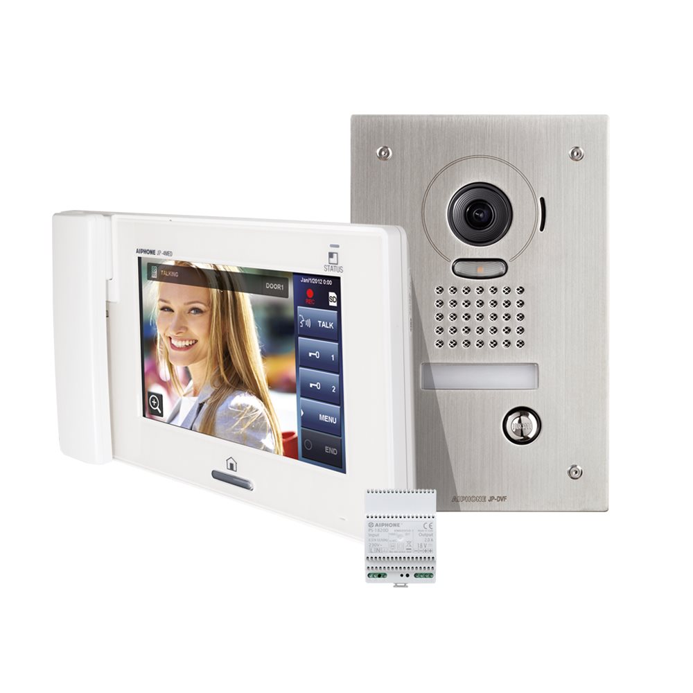 Aiphone - Kit met inbouwcamera, 7" hoofdmonitor + voeding - A01008504