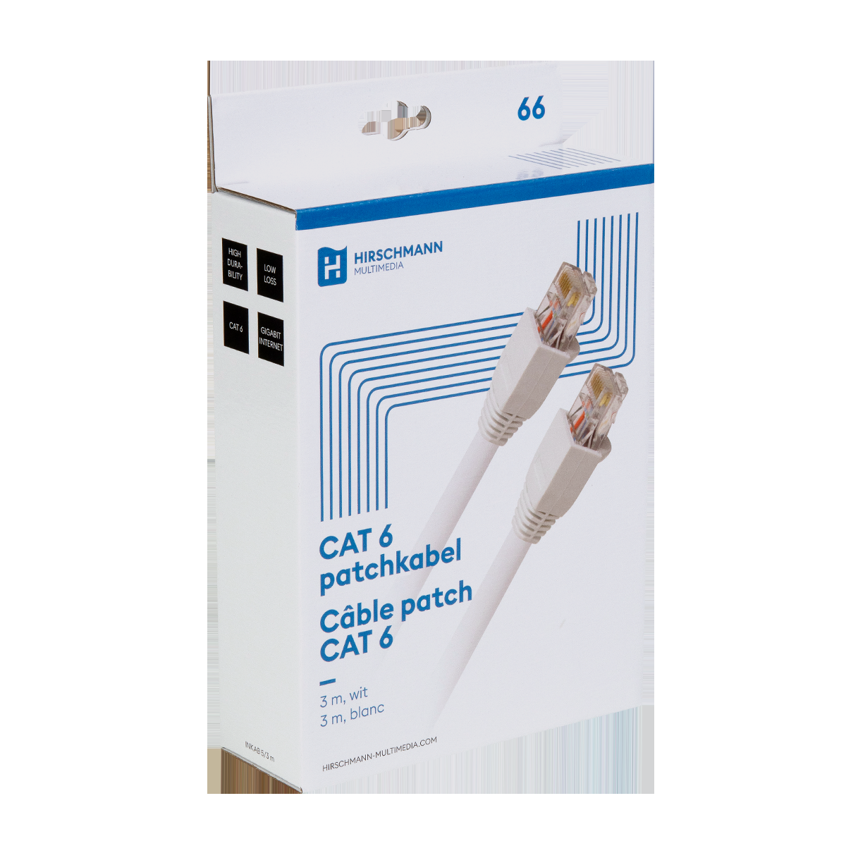 Hirschmann - 3m witte CAT6 patchkabel RJ45 - 695020404