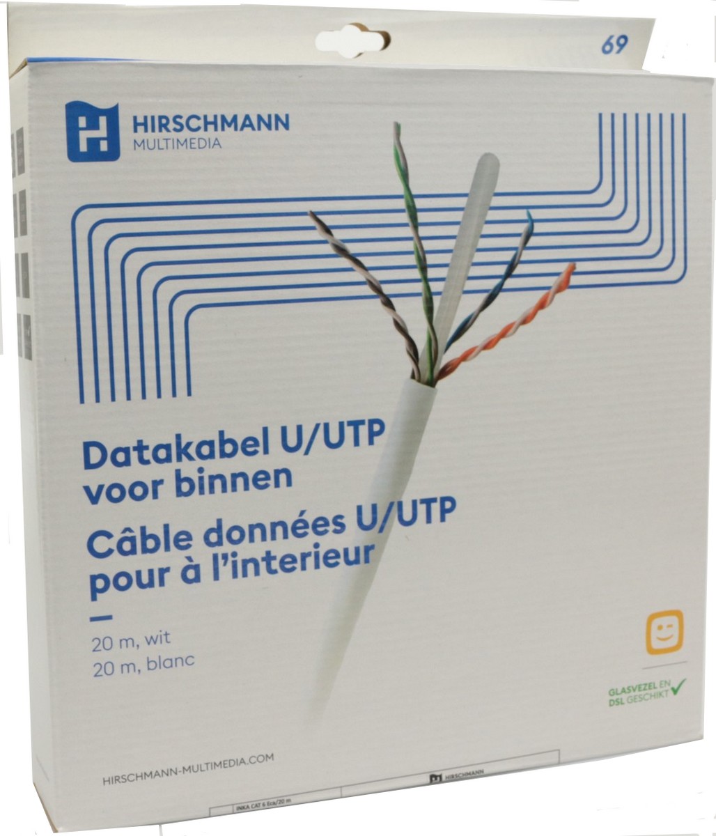 Hirschmann - 20m witte CAT6 UTP datakabel voor binnen CPR klasse Eca - 695020711
