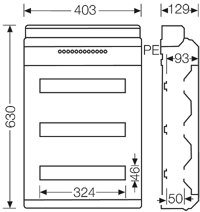 Hensel KV9354B - Automatenkast 54 modulen: 3 x 18 x 18mm IP65 - Image 3