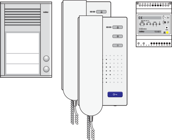 Niko - Audiokit met opbouwbuitenpost met twee beldrukknoppen, voedi - 10-055