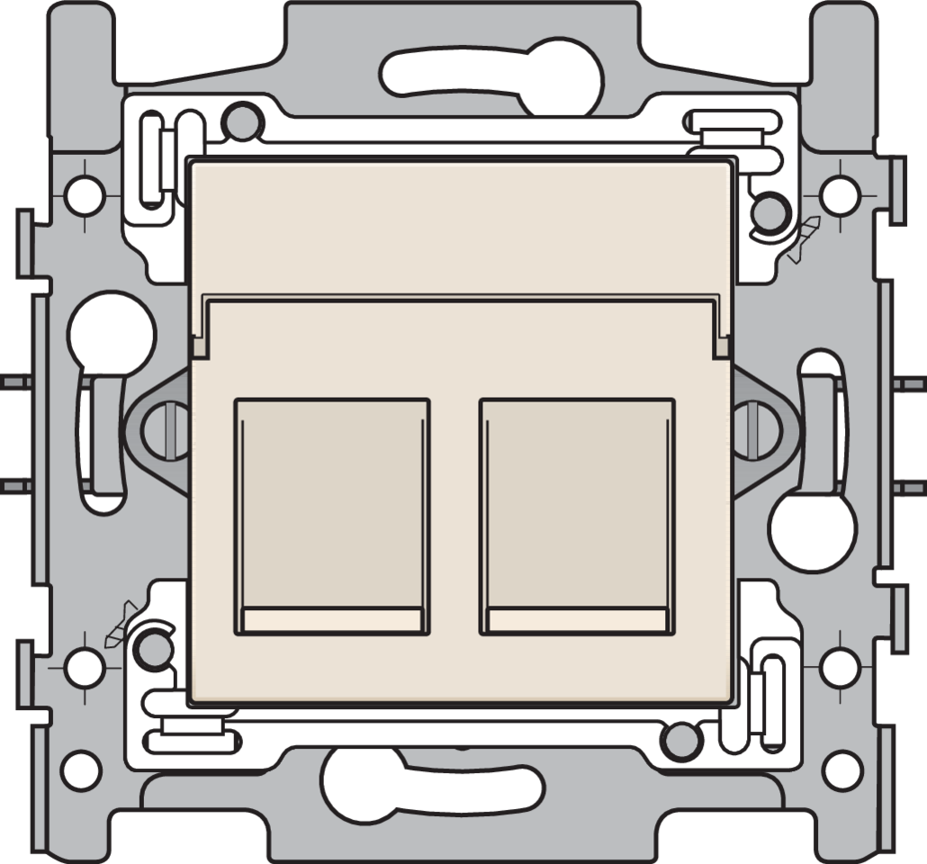 Niko 100-66152: 2 RJ45-aansluitingen UTP Cat. 5E, klaar voor PoE++, vlakke uitvoering, incl. sokkel 60 x 71 mm met klauwbevestiging en afwerkingsset, cream - Image 2