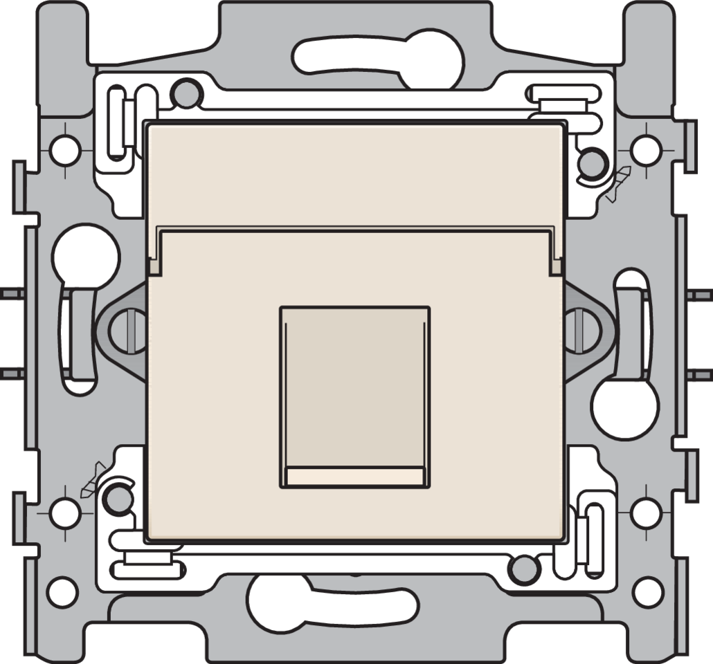 Niko 100-66155: 1 RJ45-aansluiting STP Cat. 5E, klaar voor PoE++, vlakke uitvoering, incl. sokkel 60 x 71 mm met klauwbevestiging en afwerkingsset, cream - Image 2