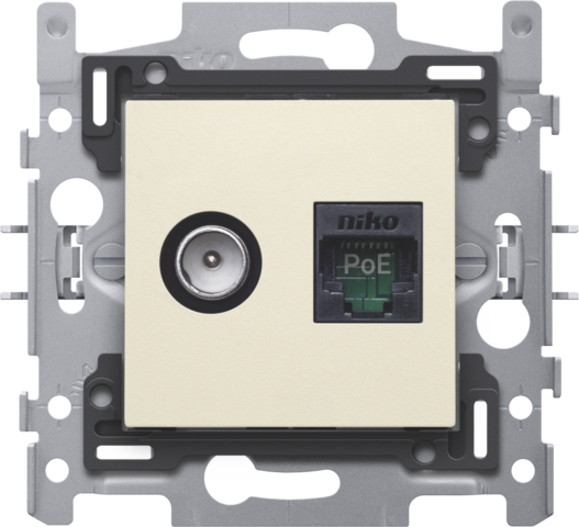 Niko - Combinatie coax met RJ45 aansluiting UTP Cat. 5E, klaar voor - 100-66158