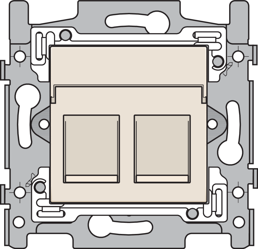 Niko 100-66252: 2 RJ45-aansluitingen UTP Cat. 5E, klaar voor PoE++, vlakke uitvoering, incl. sokkel 60 x 71 mm met schroefbevestiging en afwerkingsset, cream - Image 2