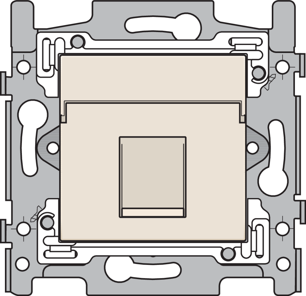 Niko 100-66255: 1 RJ45-aansluiting STP Cat. 5E, klaar voor PoE++, vlakke uitvoering, incl. sokkel 60 x 71 mm met schroefbevestiging en afwerkingsset, cream - Image 2