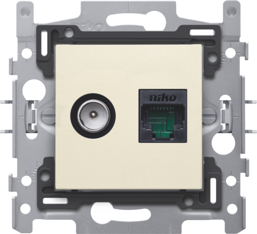 Niko - Combinatie coax met RJ45 aansluiting UTP Cat. 6, klaar voor - 100-66258