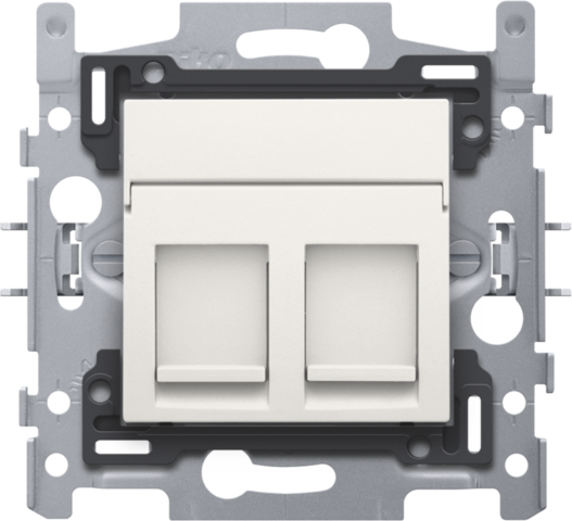 Niko - 2 RJ11 aansluitingen UTP, vlakke uitvoering, sokkel en afwer - 101-65114