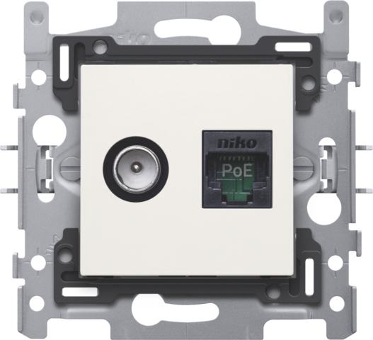 Niko - Combinatie coax met RJ45 aansluiting UTP Cat. 5E, klaar voor - 101-66158