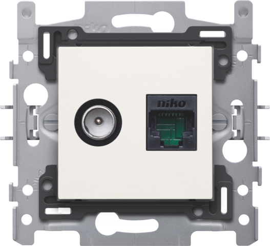Niko - Combinatie coax met RJ45 aansluiting UTP Cat. 6, klaar voor - 101-66258