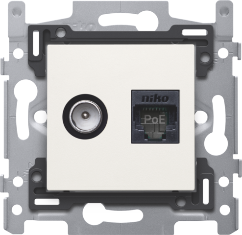 Niko - Combinatie coax met RJ45 aansluiting UTP Cat. 6A, klaar voor - 101-66358