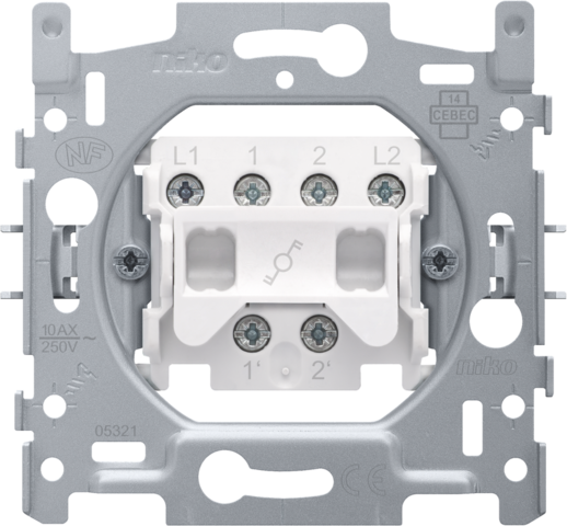Niko - Sokkel voor tweepolige wisselschakelaar, 10 AX/250 Vac, schr - 170-02200