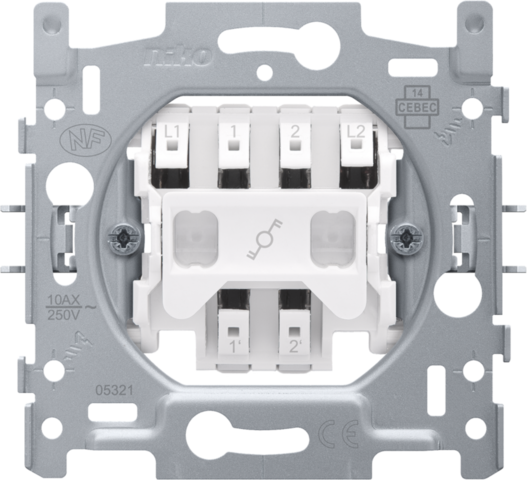 Niko - Sokkel voor tweepolige wisselschakelaar, 10 AX/250 Vac, inst - 170-02205