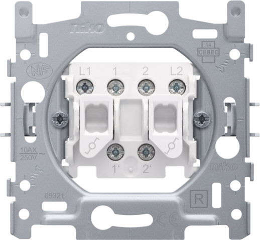 Niko - Sokkel voor dubbele wisselschakelaar, 10 AX/250 Vac, schroef - 170-02600