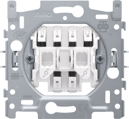 Niko - Sokkel voor dubbele wisselschakelaar, 10 AX/250 Vac, insteek - 170-02605