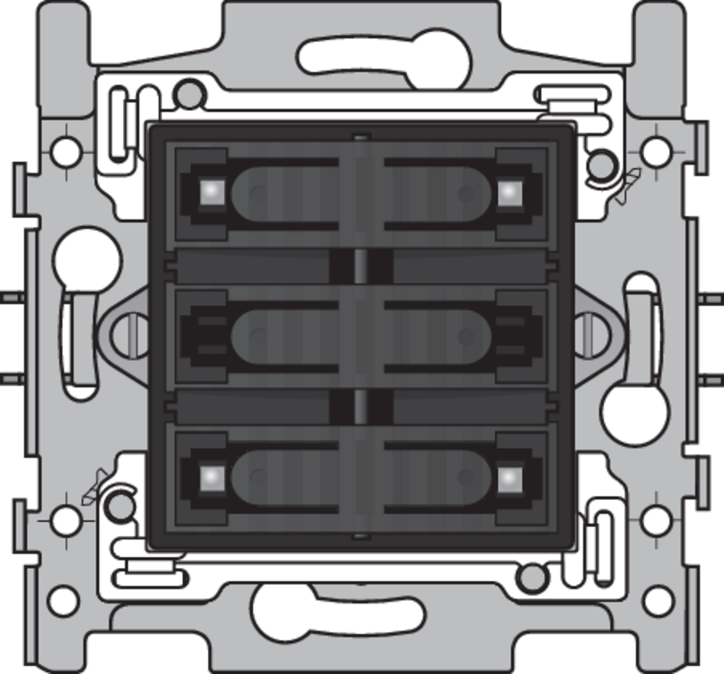 Niko 170-40150: Sokkel voor 4-voudige potentiaalvrije drukknop 24 V N.O. met amberkleurige led, klauwbevestiging - Image 2