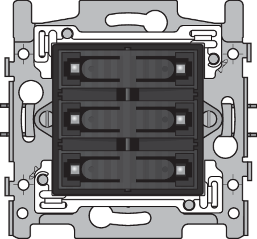 Niko 170-60170: Sokkel voor 6-voudige potentiaalvrije drukknop 24 V N.O. met witte leds, klauwbevestiging - Image 2