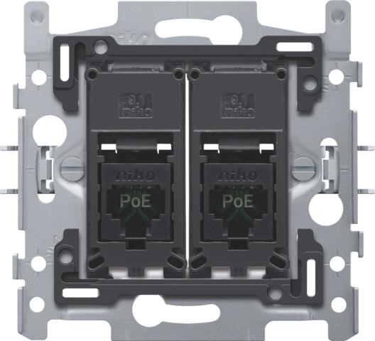 Niko - 2 RJ45 aansluitingen UTP Cat. 5E, klaar voor PoE++, vlakke u - 170-66152