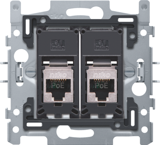 Niko - 2 RJ45 aansluitingen STP Cat. 5E, klaar voor PoE++, vlakke u - 170-66156