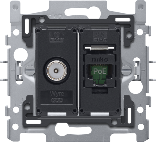 Niko - Combinatie coax met RJ45 aansluiting UTP Cat. 5E, klaar voor - 170-66158