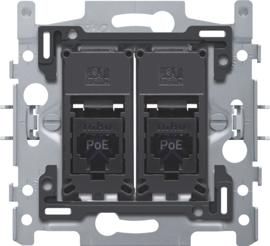 Niko - 2 RJ45 aansluitingen UTP Cat. 6, klaar voor PoE++, vlakke ui - 170-66162