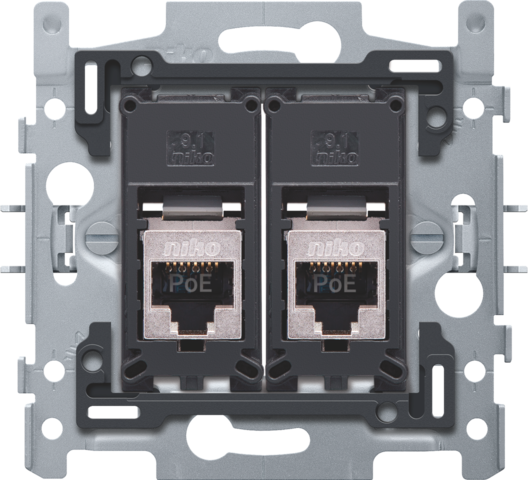 Niko - 2 RJ45 aansluitingen STP Cat. 6, klaar voor PoE++, vlakke ui - 170-66167
