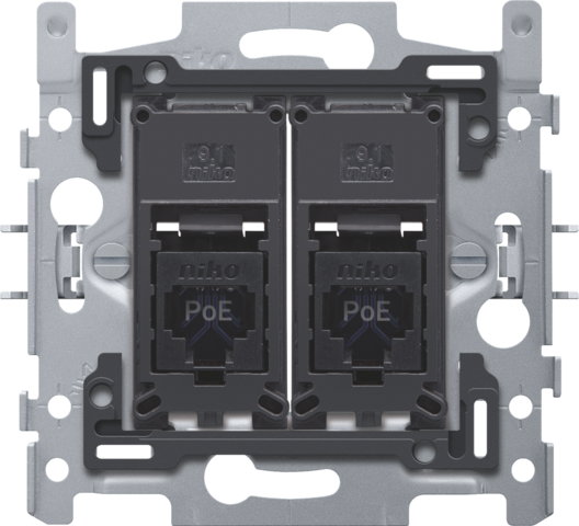 Niko - 2 RJ45 aansluitingen UTP Cat. 6A, klaar voor PoE++, vlakke u - 170-66172