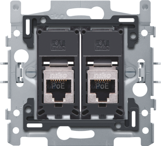 Niko - 2 RJ45 aansluitingen STP Cat. 6A, klaar voor PoE++, vlakke u - 170-66179