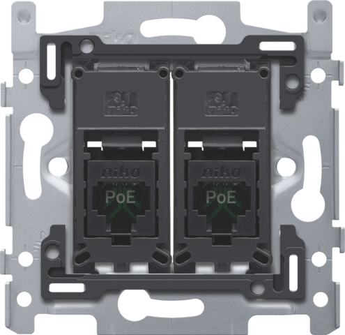 Niko - 2 RJ45 aansluitingen UTP Cat. 5E, klaar voor PoE++, vlakke u - 170-66252
