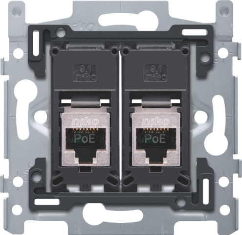 Niko - 2 RJ45 aansluitingen STP Cat. 5E, klaar voor PoE++, vlakke u - 170-66256