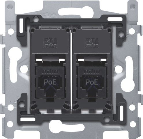 Niko - 2 RJ45 aansluitingen UTP Cat. 6, klaar voor PoE++, vlakke ui - 170-66262