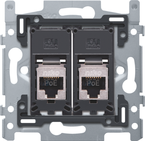 Niko - 2 RJ45 aansluitingen STP Cat. 6, klaar voor PoE++, vlakke ui - 170-66267